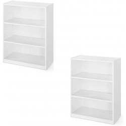 Mainstay` Orion Wide 3-Shelf Bookcase White Color 2 Pack 3-Shelf 31"
