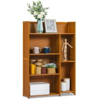 MoNiBloom 4 Tier Bookcase Bamboo Freestanding Display Shelves Bookcase Open Storage Book Shelves for Living Room Home Office Décor Brown