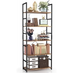 NUMENN 5 Tier Bookshelf Tall Bookcase Shelf Storage Organizer Modern Book Shelf for Bedroom Living Room and Home Office Vintage