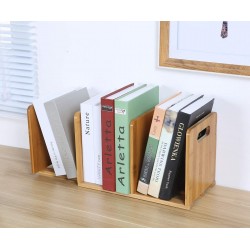 Salafey Expandable Desktop Bookshelf,Bamboo Desktop Bookcase,Mini Bookshelf Organizer Tabletop Bookshelf for Office Home Tabletop