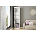 South Shore Axess Classic Narrow and Space Saver Bookcase with 5 Adjustable Shelves Pure White