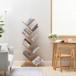 Tree Bookshelf,8-Shelf Tree Bookcase Wood Bookshelves Floor Standing Tree Bookcase for Living Room Home Office Wood