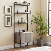 Walker Edison Furniture Company Industrial Wood Ladder Bookcase 72 Inch Grey Wash