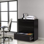 3 Drawer Lateral File Cabinet with Lock 36" Black Lateral Filing Cabinet Locking File Drawers Cabinet for Home Office Legal Letter Size with 4 Adjustable Hanging Bars and 2 Keys Metal Steel Frame
