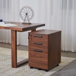 3 Drawer Mobile File Cabinet with Lock Under Desk Wood Pedestal Filing Storage Fully Assembled Except Casters for Home Office Walnut
