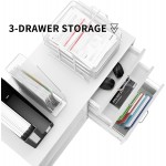 3 Drawer Mobile Lateral File Cabinet Soges Office Filing Cabinet,Rolling Storage Cabinet Printer Stand with Open Storage Shelves Fits Letter Size or A4 Hanging Folders White CXWL-FC06WT
