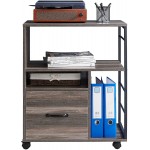 AMOSIC Rolling File Cabinet Industrial File Cabinet with Drawer Printer Stand with Open Storage Shelves for Home Office Office Filing Cabinet with Wheels for Letter Sized Documents