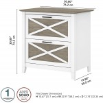 Bush Furniture 2 Drawer Lateral File Cabinet Pure White and Shiplap Gray