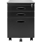 Calico Designs Metal Full Extension Locking 3-Drawer Mobile File Cabinet Assembled Except Casters for Legal or Letter Files with Supply Organizer Tray in Black