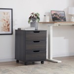 Farini Mobile File Cabinet for Home Office 3 Drawer Chest Wood Drawers Unit for Under Desk Storage Drawers Cabinet Dark Walnut