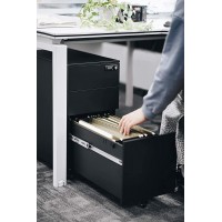 Home Office Steel Under Desk 3 Drawer File Cabinet Assembled Black