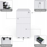 HON Basyx Commercial-Grade Modern Mobile Steel Pedestal Filing Cabinet Slim White
