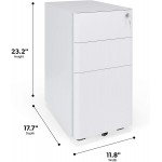 HON Basyx Commercial-Grade Modern Mobile Steel Pedestal Filing Cabinet Slim White