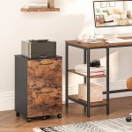 HOOBRO File Cabinet Mobile Pedestal 2-Drawer Office Cabinet Filling Cabinet with 5 Wheels for A4 Letter Size Hanging File Folders Rustic Brown and Black BF03WJ01G1