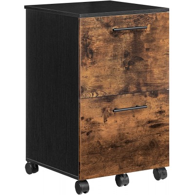 HOOBRO File Cabinet Mobile Pedestal 2-Drawer Office Cabinet Filling Cabinet with 5 Wheels for A4 Letter Size Hanging File Folders Rustic Brown and Black BF03WJ01G1