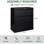 Lateral File Cabinet with Lock 3 Drawer Lateral Filing Cabinet Large Deep Drawers Locked by Keys Metal Storage File Cabinet for Hanging Files Letter Legal F4 A4 Size