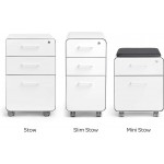 Poppin White Stow Rolling 3-Drawer File Cabinet Legal Letter Lock and Key Fully Assembled Except Wheels