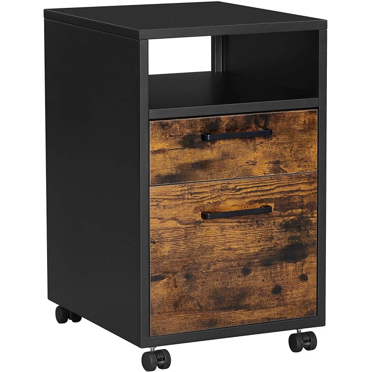 SONGMICS Rolling File Cabinet Mobile Office Cabinet on Wheels with 2 Drawers for A4 Letter Size Hanging File Folders IIndustrial Black and Rustic Brown UOFC102B01V1