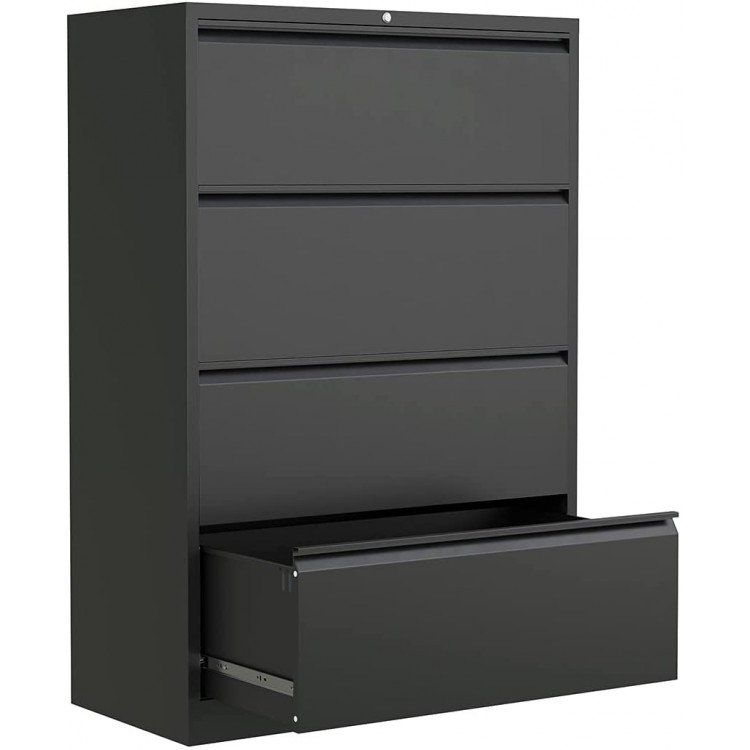 STEELCUBE Lateral File Cabinet 4 Drawer Metal Storage File Cabinet with Lock Metal Lateral File Cabinet for Home and Office Assembly Required Black