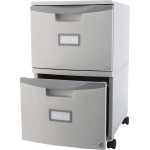 Storex Plastic Two-Drawer File Cabinet – Locking Document Organizer with Casters for Home and Office Gray 1-Pack 61310B01C