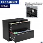 Superday 2 Drawer File Cabinet for Home Office Black Metal Lateral Filing Cabinet Letter Legal Size with Lock and Anti-tilt System 28.1" L x 17.7" W x 28.4" H Easy to Assemble Black