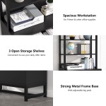 Tribesigns 2 Drawer Vertical File Cabinet with Lock & Bookshelf Letter Size Large Modern Filing Cabinet Printer Stand with Open Storage Shelves for Home Office Black