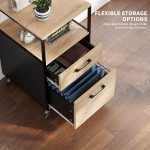 YITAHOME 2 Drawer File Cabinet Mobile Filling Cabinet for A4 Letter Size Hanging File Folders Printer Stand Storage Cabinet with Open Shelf for Home Office,Black and Oak