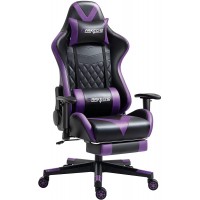 Darkecho Gaming Chair Office Chair with Footrest Massage Racing Ergonomic Chair Leather Reclining Video Game Chair Adjustable Armrest High Back Gamer Chair with Headrest and Lumbar Support Purple