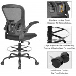 Drafting Chair Tall Office Chair Standing Desk Stool with Flip-Up Arm Ergonomic Mesh Computer Chair with Adjustable Foot Ring for Conference Room Executive Rolling Swivel Chair for Office & Home.