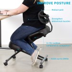 DRAGONN by VIVO Ergonomic Kneeling Chair with Back Support Adjustable Stool for Home and Office with Angled Seat for Better Posture Thick Comfortable Cushions Black DN-CH-K02B