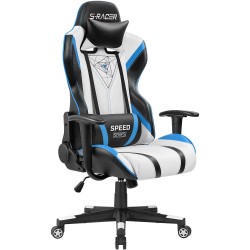 Homall Gaming Chair Racing Office High Back PU Leather Chair Computer Desk Chair Video Game Chair Ergonomic Swivel Chair with Headrest and Lumbar Support Blue&Black