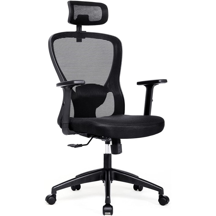 IWMH Ergonomic Office Chair Big and Tall Office Chair High Back Mesh Office Chair Home Office Desk Chair Computer Chair with Adjustable Lumbar Support Armrests and Headrest Black