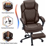 Kasorix Executive Office Chair with Auto Linked Armrests Home Office Chair Brown Big and Tall Office Chair Rolling Swivel PU Leather Chair 400 Pound
