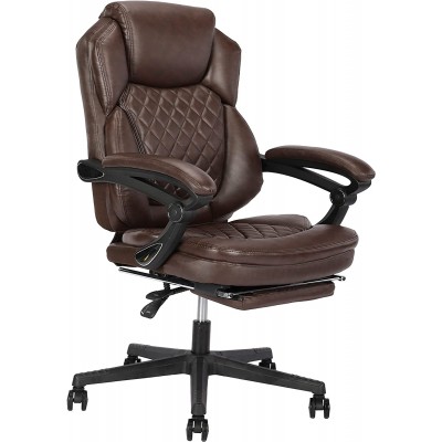 Kasorix Executive Office Chair with Auto Linked Armrests Home Office Chair Brown Big and Tall Office Chair Rolling Swivel PU Leather Chair 400 Pound