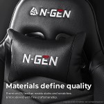 N-GEN Gaming Chair Computer Ergonomic Office Adjustable Lumbar Support Racing Style High Back Desk Headrest Swivel Executive E-Sports Video Game PC Leather Height Reclining 1. Black