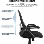 Office Chair Ergonomic Mesh Swivel Computer Task Desk Chair Comfortable Flip-up Arms Adjustable Height Black