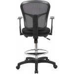 Office Factor Drafting Chair with Foot Ring Mesh Back Drafting Clerk Stool Adjustable Height Removable Arms Swivel Chair for Office and Home