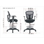 Office Factor Drafting Chair with Foot Ring Mesh Back Drafting Clerk Stool Adjustable Height Removable Arms Swivel Chair for Office and Home