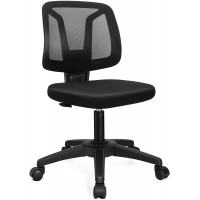 VigorPow Armless Mesh Office Chair Ergonomic Swivel Black Small Computer Desk Chair No Arms with Lumbar Support Height Adjustable Task Chair for Adults and Kids