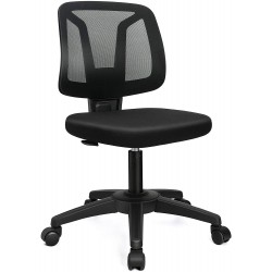 VigorPow Armless Mesh Office Chair Ergonomic Swivel Black Small Computer Desk Chair No Arms with Lumbar Support Height Adjustable Task Chair for Adults and Kids