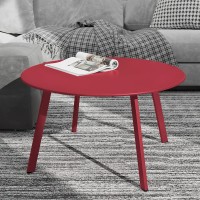 Grand Patio Round Coffee Table Modern Steel Small Table for Apartment Bedroom Living Room Corridor Balcony Red