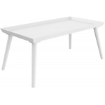 Nathan James Hazel Mid-Century Wood Tray Top Coffee Table with Narrow Cone Legs and Modern Veneer Finish White