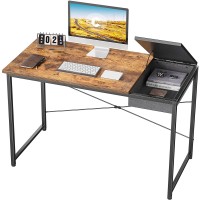 Cubiker Computer Desk 47" Home Office Writing Study Laptop Table Modern Simple Style Desk with Drawer Rustic Black