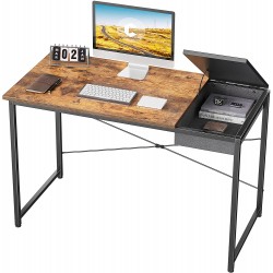 Cubiker Computer Desk 47" Home Office Writing Study Laptop Table Modern Simple Style Desk with Drawer Rustic Black