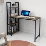 Siunzs Computer Desk with Shelves Home Office Desk with 4 Tier Storage Shelves Studying Writing Desk Workstation with Hutch Bookshelf and Tower Storage for Home Office55”,Grey Oak