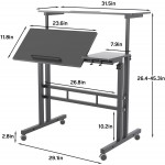 sogesfurniture Height Adjustable Sit Stand Workstation Mobile Standing Desk Home Office Desk with Standing and Seating,Black BHUS-101-2BK