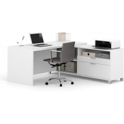 Bestar Pro-Linea L-Shaped Office Desk 72W White