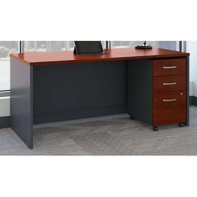 Bush Business Furniture Series C 66W x 30D Office Desk with Mobile File Cabinet