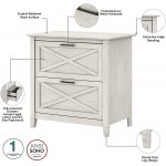 Bush Furniture Key West Computer Desk with Storage and 2 Drawer Lateral File Cabinet 54W Linen White Oak