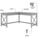 Bush Furniture Key West L Shaped Desk with Hutch 60W Cape Cod Gray